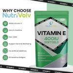 Nutrivolv Vitamin E 400IU - 90 Softgels | Antioxidant Supplement for Skin Support & Cell Protection | Helps Reduce Oxidative Stress, Promotes Healthy Skin & Immune Support