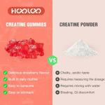 Creatine Gummies 5000mg Creatine Monohydrate with 1000mg BCAAs (1 Month Supply) for Men & Women, Vegan & Sugar-Free, Easy Pre/Post Workout Gym Support for Performance and Muscle Power, 60 Count