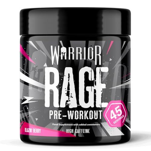 Warrior Rage Pre Workout Powder 392g (45 Servings) – 300mg Caffeine High Stim Energy Drink Supplement + Beta-Alanine, Creatine, BCAA, Taurine, Citrulline & Arginine AAKG for Muscle – Blazin' Berry
