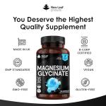 NEW LEAF PRODUCTS Magnesium Glycinate - 120 High Strength Capsules Pure 1040mg of Providing 208mg Elemental Per Serving -Magnesium Supplements – Bones, Muscle Health, Vegan, UK Made
