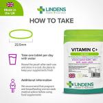 Lindens Vitamin C+ 1000mg - 120 Tablets - Time Release Tablets with Citrus Bioflavonoids and Rosehip - Contributes to Immune System Health, Reduces Tiredness and Supports Healthy Skin and Teeth