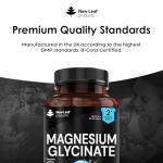 NEW LEAF PRODUCTS Magnesium Glycinate - 120 High Strength Capsules Pure 1040mg of Providing 208mg Elemental Per Serving -Magnesium Supplements – Bones, Muscle Health, Vegan, UK Made