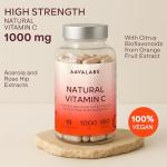 High Strength Natural Vitamin C Capsules 1000mg - 180 Vitamin C Tablets - Acerola Fruit Extract - with Citrus Bioflavonoids and Rosehip - VIT C Supports Immune Function- 3 Months Supply - 100% Vegan