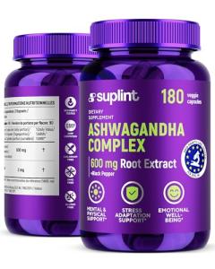 Ashwagandha Capsules – 600mg Root Extract with 5% Withanolides – High Strength – 180 Vegan Capsules – Lab-Tested, GMP Certified, 3-Month Supply (1 Pack)