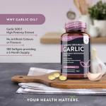Premium Garlic Capsules - Odourless High Strength 15,000mg - 180 Soft Gel Capsules of Deodourised Cold Pressed Garlic Oil from Allium Sativum – 6 Month Supply - Made in The UK by Nutravita