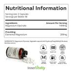 Magnesium Glycinate 180 Capsules (3 Month Supply) 280mg Elemental Magnesium - High Strength Easy to Absorb Magnesium Supplement with No Additives by Inner Vitality