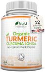 Organic Turmeric Curcumin and Black Pepper 600mg - 365 Vegan Capsules - 1 Year Supply - Soil Association Certified - High Strength Tumeric Supplement - Made in The UK - Nu U Nutrition