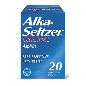 Alka-Seltzer Original Effervescent Tablets with Aspirin, Fast and Effective Pain Relief for Cold and Flu, 1 Pack of 20