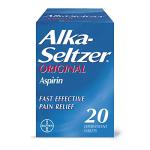 Alka-Seltzer Original Effervescent Tablets with Aspirin, Fast and Effective Pain Relief for Cold and Flu, 1 Pack of 20