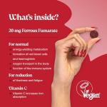 Iron Gummies with Vitamin C - 1-Month Supply - 20mg High Strength Alternative to Iron Tablets & Drops - Supplements for Women & Men - Immune System & Energy Booster - Novomins