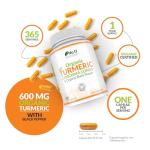 Organic Turmeric Curcumin and Black Pepper 600mg - 365 Vegan Capsules - 1 Year Supply - Soil Association Certified - High Strength Tumeric Supplement - Made in The UK - Nu U Nutrition