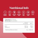 Iron Gummies with Vitamin C - 1-Month Supply - 20mg High Strength Alternative to Iron Tablets & Drops - Supplements for Women & Men - Immune System & Energy Booster - Novomins