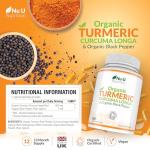 Organic Turmeric Curcumin and Black Pepper 600mg - 365 Vegan Capsules - 1 Year Supply - Soil Association Certified - High Strength Tumeric Supplement - Made in The UK - Nu U Nutrition
