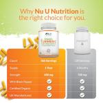 Organic Turmeric Curcumin and Black Pepper 600mg - 365 Vegan Capsules - 1 Year Supply - Soil Association Certified - High Strength Tumeric Supplement - Made in The UK - Nu U Nutrition