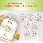 Organic Turmeric Curcumin and Black Pepper 600mg - 365 Vegan Capsules - 1 Year Supply - Soil Association Certified - High Strength Tumeric Supplement - Made in The UK - Nu U Nutrition