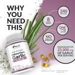 Garlic Capsules 25,000 mg - 240 Softgel Capsules - 8 Month Supply - High Strength Garlic Supplement - Extract from Allium Sativum - 1.5 mg of Allicin - Made in The UK - Nu U Nutrition