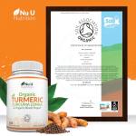 Organic Turmeric Curcumin and Black Pepper 600mg - 365 Vegan Capsules - 1 Year Supply - Soil Association Certified - High Strength Tumeric Supplement - Made in The UK - Nu U Nutrition