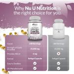 Garlic Capsules 25,000 mg - 240 Softgel Capsules - 8 Month Supply - High Strength Garlic Supplement - Extract from Allium Sativum - 1.5 mg of Allicin - Made in The UK - Nu U Nutrition