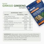 Zipvit Ginkgo Biloba 6000mg & Siberian Ginseng 600mg with Vitamins B3 & B5 Pouch, 120 Vegan Tablets, Supports Energy & Mental Performance, 4 Month Supply