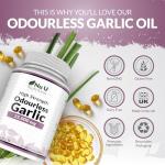 Garlic Capsules 25,000 mg - 240 Softgel Capsules - 8 Month Supply - High Strength Garlic Supplement - Extract from Allium Sativum - 1.5 mg of Allicin - Made in The UK - Nu U Nutrition