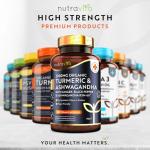 Nutravita Turmeric & Ashwagandha KSM-66 ® - 180 High Strength Capsules with Ginger & Black Pepper - Organic Tumeric & Ashwagandha Supplement - Vegan & Gluten Free - UK Made