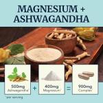Magnesium Ashwagandha | Stress Relief & Rest for Adults | Relax, Reset, Support Calm Mood & Muscle Health with Magnesium Citrate & Oxide 400 mg + Ashwagandha 500 mg | Calming Supplements | 120 Ct
