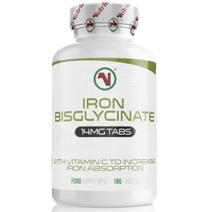 Nutriodol Iron Tablets High Strength 14mg - 180 Tablets, 6 Months Supply - Vegan Iron Supplements for Women and Men - Ferrous Fumarate, Reduces Tiredness and Fatigue | (180)