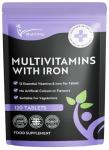 Multivita Multivitamins with Iron – 12 Essential Vitamins & Iron – Immune, Energy & Skin Support – 1-a-Day for Men & Women – 120 Tablets – 4 Month Supply – Vegetarian – Made in UK