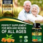 Ultra Pure Organic Turmeric Curcumin and Organic Black Pepper Capsules High Strength Food Supplement 120 Veg Capsules Soil Association Organic Certified and Vegetarian Society Approved - Made in UK