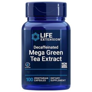 Life Extension, Mega Green Tea Extract, 725mg, Decaffeinated, 100 Vegan Capsules, Lab-Tested, Vegetarian, Gluten-Free, Soy-Free, Non-GMO