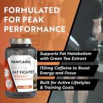 Vangard Performance Essential Fat Fighter Capsules - Thermogenic Support Blend with Capsicum, Green Tea EGCG, Caffeine & Vitamins B6 & B12 - Energy & Metabolism Support, 30 Servings (60 Capsules)