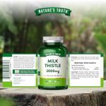 Milk Thistle High Strength Tablets 2000mg | 40:1 Seed Extract Supplement | 2 Months Supply | Silybum Marianum | 60 Vegan Tablets | Nature's Truth