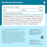 Nutravita Zinc Tablets 50mg – 120 High Strength Vegan Tablets (4 Months Supply) – Highly Absorbable Zinc Supplements for Maintenance of Normal Immune System, Bones, Hair, Skin & Nails – Made in UK