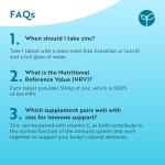 Nutravita Zinc Tablets 50mg – 120 High Strength Vegan Tablets (4 Months Supply) – Highly Absorbable Zinc Supplements for Maintenance of Normal Immune System, Bones, Hair, Skin & Nails – Made in UK