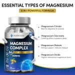 Magnesium 6-in-1 Complex, 2325mg with Magnesium Glycinate, Citrate, Malate, Oxide, Taurate and Orotate - Muscle, Nerve & Energy Support - High Absorption 390mg Elemental - 120 Capsules by HealthEssent