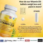 Vitamin D3 4000 IU Micro Tablets - 365 Day Supply, Easy to Swallow High Strength Premium Sunshine Vitamin | Max Strength Vitamin D Supplement, Vegetarian & Vegan Friendly, Made in UK by Grounded