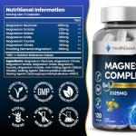Magnesium 6-in-1 Complex, 2325mg with Magnesium Glycinate, Citrate, Malate, Oxide, Taurate and Orotate - Muscle, Nerve & Energy Support - High Absorption 390mg Elemental - 120 Capsules by HealthEssent