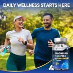 Magnesium 6-in-1 Complex, 2325mg with Magnesium Glycinate, Citrate, Malate, Oxide, Taurate and Orotate - Muscle, Nerve & Energy Support - High Absorption 390mg Elemental - 120 Capsules by HealthEssent