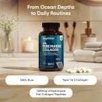 Pure Marine Collagen Supplements for Women & Men - 120 Capsules - 1200mg Per Serving - 2 Months Supply- Highly Bioavailable Type 1 & 3 Hydrolysed Fish Collagen Peptides