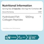 Pure Marine Collagen Supplements for Women & Men - 120 Capsules - 1200mg Per Serving - 2 Months Supply- Highly Bioavailable Type 1 & 3 Hydrolysed Fish Collagen Peptides