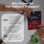 Iron Tablets High Strength 14mg - 365 Tablets, 12 Months Supply - Vegan Iron Supplements for Women and Men - Ferrous Fumarate, Reduces Tiredness and Fatigue - UK Made Vitamin