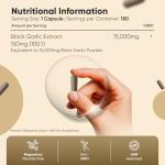 WeightWorld Black Garlic Capsules 15000mg | 6 Months Supply | 180 Capsules | Highly Concentrated Black Garlic Extract (100:1) | 1 per Day | Vegan, Non-GMO & Magnesium Stearate-Free | Made in The UK