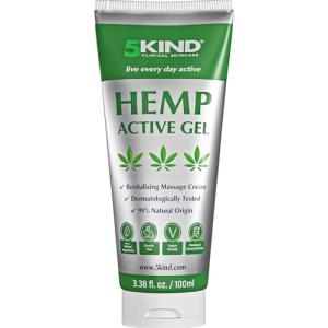 5kind Hemp Active Gel 100ml - High Strength Formula - Natural Hemp Massage Gel for Back, Muscles, Feet, Knees, Neck & Shoulders - Muscle Rub Rich in Natural Extracts