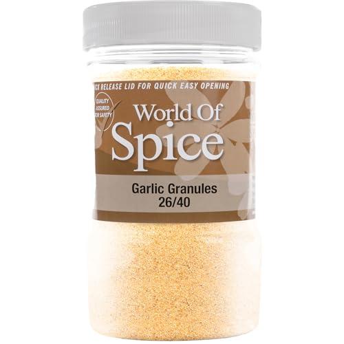 World of Spice Garlic Granules 500g Spice Jar – Premium 26/40 Mesh 100% Pure Garlic Granules - Gourmet Spices and Seasonings - Catering Spices for Chicken, Curries, Stews & Soups