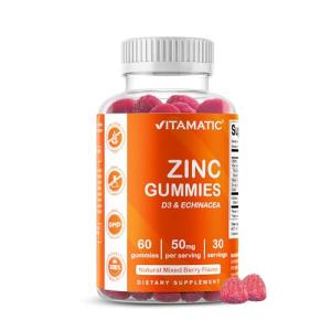 Vitamatic Zinc 50mg Gummies - 60 Vegan Gummies - Gluten Free - Healthy Immune Support for Adults, Men, Women