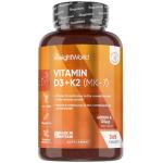 WeightWorld Vitamin D3 4000IU & K2 125μg (MK7) | 365 VIT D Tablets | 1 Year Supply | Easy to Swallow VIT D (6mm in Size) | 1 per Day | Cholecalciferol Form | Vitamin D3 K2 Supplements