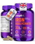 Iron Bisglycinate 30 mg – High Dose & Well Tolerated – High Absorption Iron Supplement – 120 Vegan Capsules – EU Lab Tested (1 Pack)