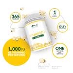 Vitamin D 1000IU - 365 Softgels Capsules - 1 a Day - 1 Year Supply - High Strength Vitamin D Supplement - Cholecalciferol VIT D3 - Made in The UK - Nu U Nutrition