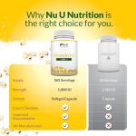 Vitamin D 1000IU - 365 Softgels Capsules - 1 a Day - 1 Year Supply - High Strength Vitamin D Supplement - Cholecalciferol VIT D3 - Made in The UK - Nu U Nutrition