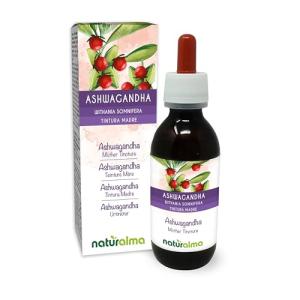 Ashwagandha or Indian Ginseng (Withania somnifera) Roots Alcohol-Free Mother Tincture Naturalma - Liquid Extract Drops 120 ml - Food Supplement - Vegan